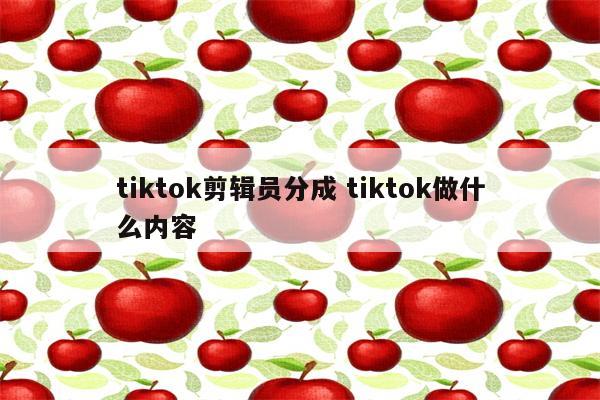 tiktok剪辑员分成 tiktok做什么内容