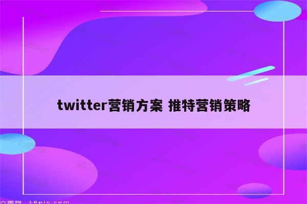 twitter营销方案 推特营销策略