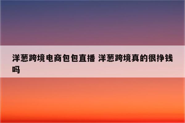 洋葱跨境电商包包直播 洋葱跨境真的很挣钱吗