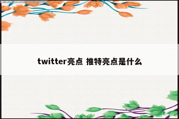 twitter亮点 推特亮点是什么