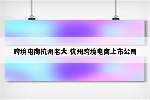 跨境电商杭州老大 杭州跨境电商上市公司