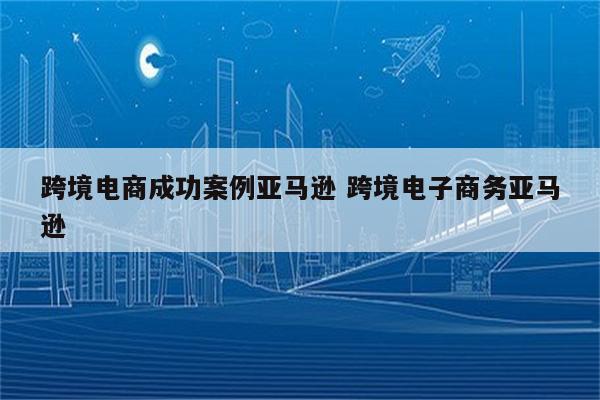 跨境电商成功案例亚马逊 跨境电子商务亚马逊