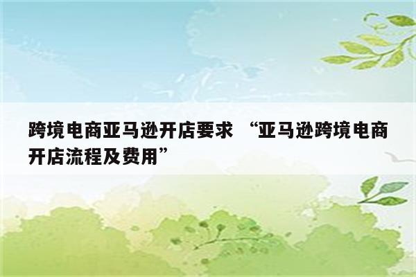 跨境电商亚马逊开店要求 “亚马逊跨境电商开店流程及费用”