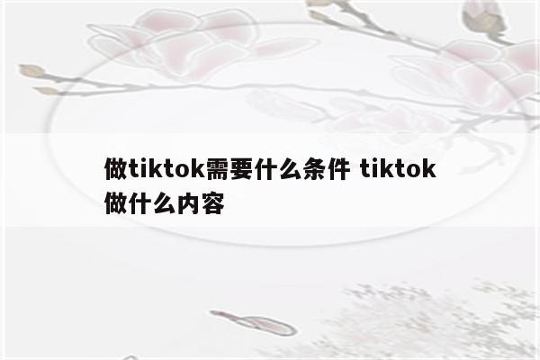 做tiktok需要什么条件 tiktok做什么内容