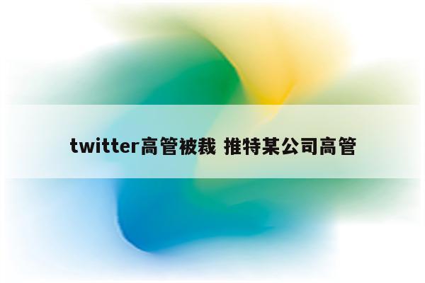 twitter高管被裁 推特某公司高管
