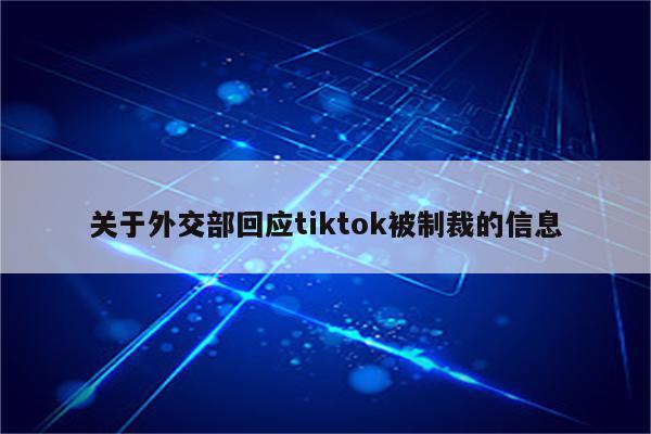 关于外交部回应tiktok被制裁的信息