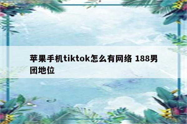 苹果手机tiktok怎么有网络 188男团地位