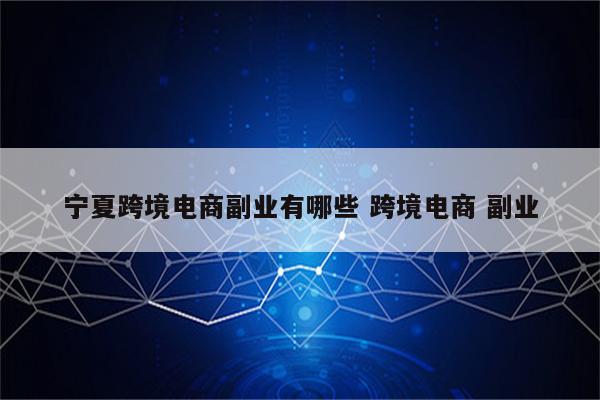 宁夏跨境电商副业有哪些 跨境电商 副业