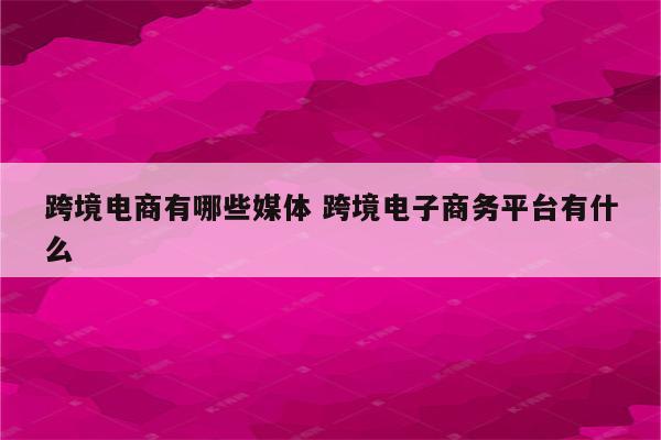 跨境电商有哪些媒体 跨境电子商务平台有什么