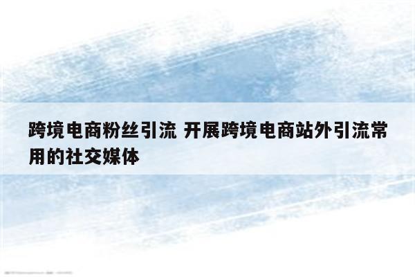 跨境电商粉丝引流 开展跨境电商站外引流常用的社交媒体