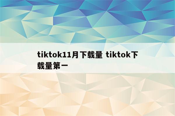 tiktok11月下载量 tiktok下载量第一