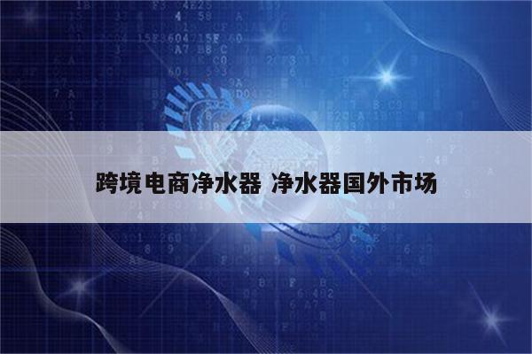 跨境电商净水器 净水器国外市场