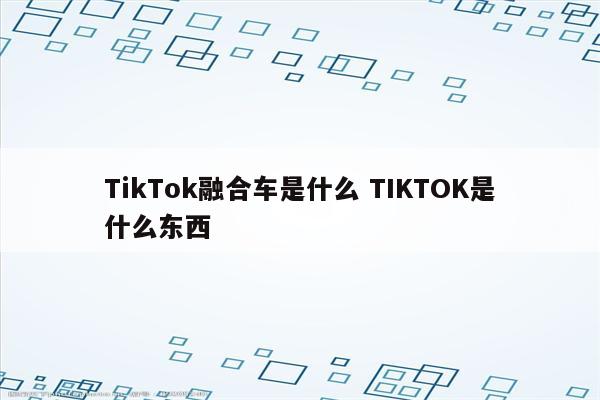 TikTok融合车是什么 TIKTOK是什么东西