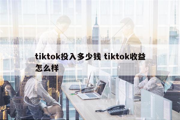 tiktok投入多少钱 tiktok收益怎么样