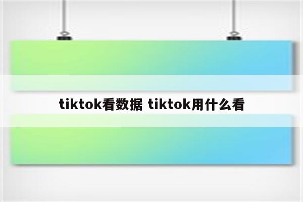 tiktok看数据 tiktok用什么看
