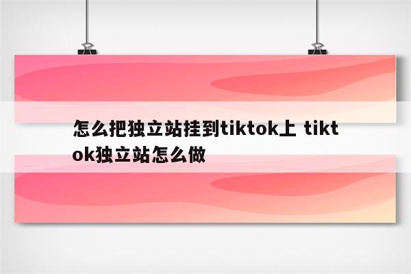 怎么把独立站挂到tiktok上 tiktok独立站怎么做
