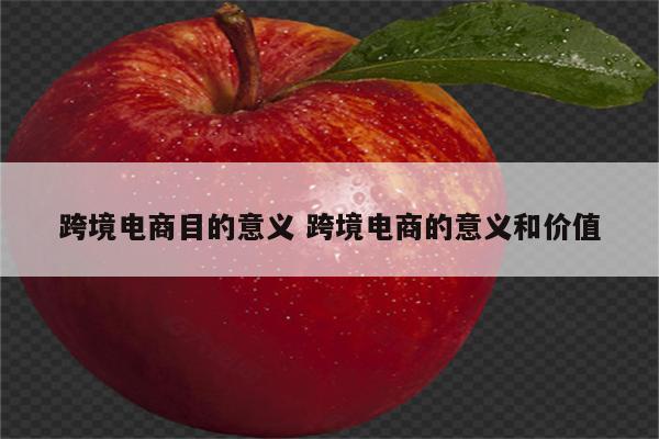 跨境电商目的意义 跨境电商的意义和价值