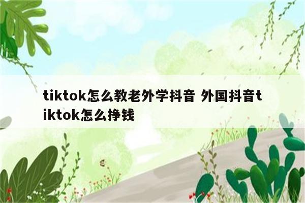 tiktok怎么教老外学抖音 外国抖音tiktok怎么挣钱