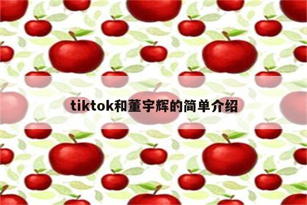 tiktok和董宇辉的简单介绍