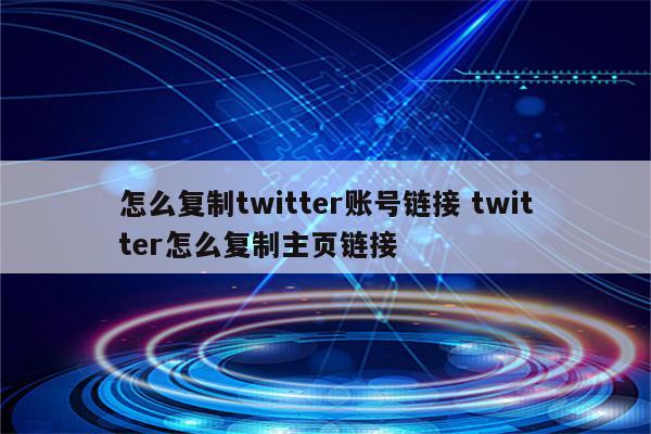 怎么复制twitter账号链接 twitter怎么复制主页链接