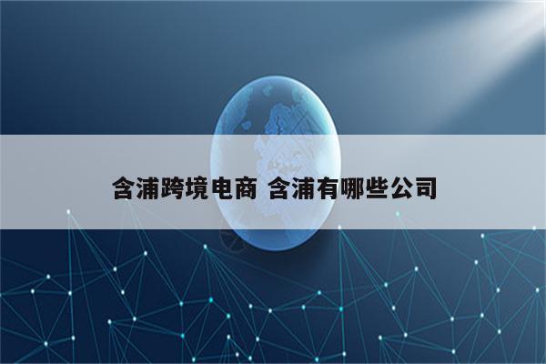 含浦跨境电商 含浦有哪些公司
