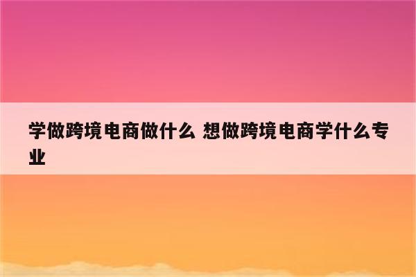 学做跨境电商做什么 想做跨境电商学什么专业