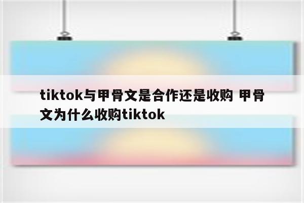 tiktok与甲骨文是合作还是收购 甲骨文为什么收购tiktok