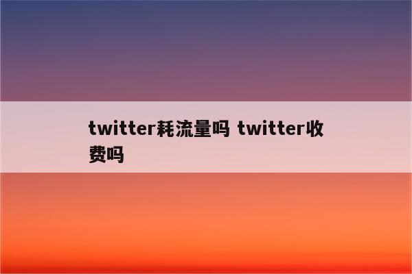 twitter耗流量吗 twitter收费吗