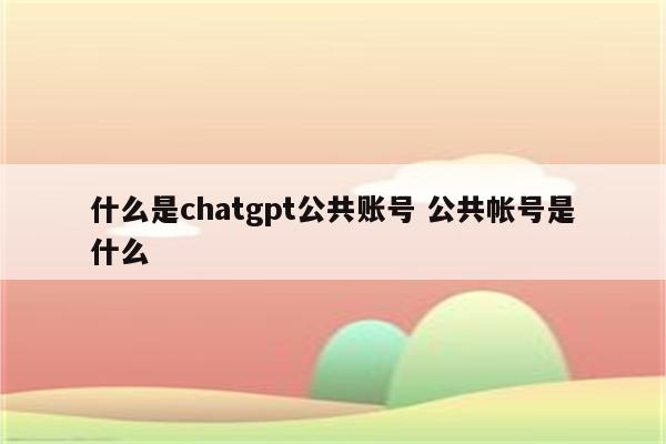 什么是chatgpt公共账号 公共帐号是什么