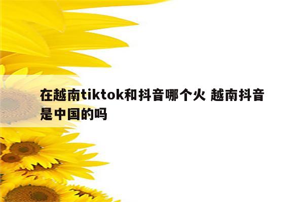 在越南tiktok和抖音哪个火 越南抖音是中国的吗