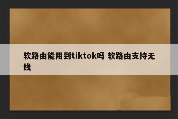 软路由能用到tiktok吗 软路由支持无线