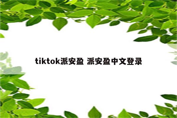 tiktok派安盈 派安盈中文登录