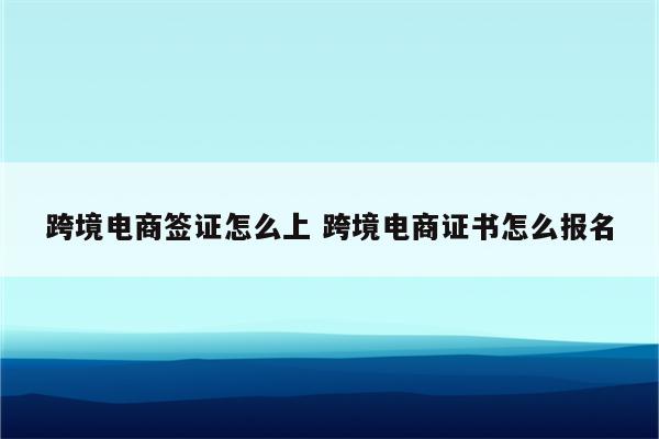 跨境电商签证怎么上 跨境电商证书怎么报名