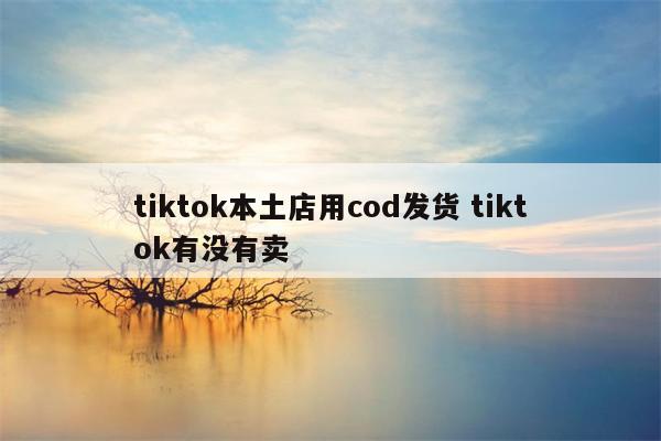 tiktok本土店用cod发货 tiktok有没有卖