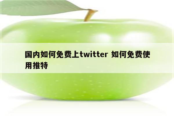 国内如何免费上twitter 如何免费使用推特
