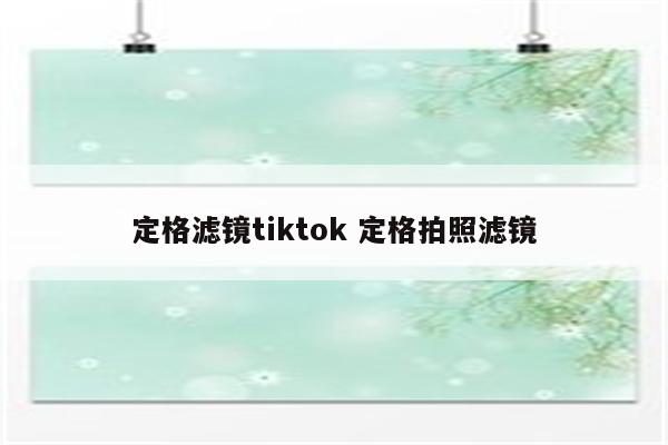 定格滤镜tiktok 定格拍照滤镜