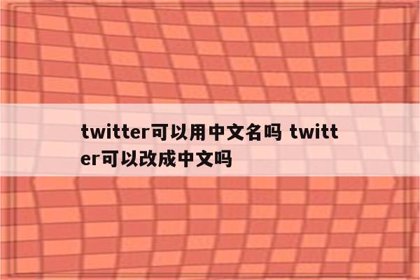 twitter可以用中文名吗 twitter可以改成中文吗