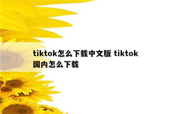tiktok怎么下载中文版 tiktok国内怎么下载
