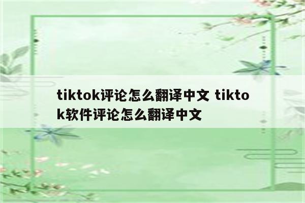 tiktok评论怎么翻译中文 tiktok软件评论怎么翻译中文