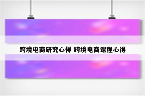 跨境电商研究心得 跨境电商课程心得