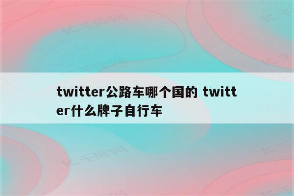 twitter公路车哪个国的 twitter什么牌子自行车