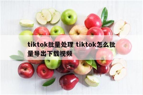 tiktok批量处理 tiktok怎么批量导出下载视频