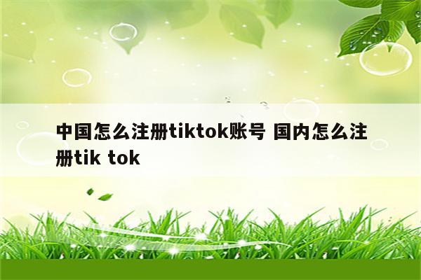 中国怎么注册tiktok账号 国内怎么注册tik tok