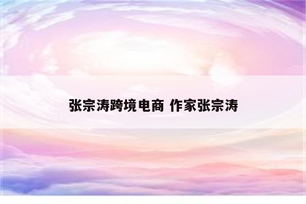 张宗涛跨境电商 作家张宗涛