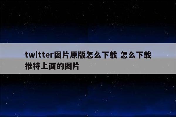 twitter图片原版怎么下载 怎么下载推特上面的图片