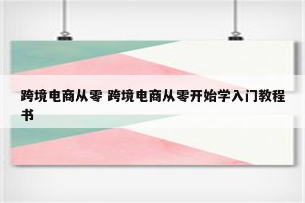 跨境电商从零 跨境电商从零开始学入门教程书