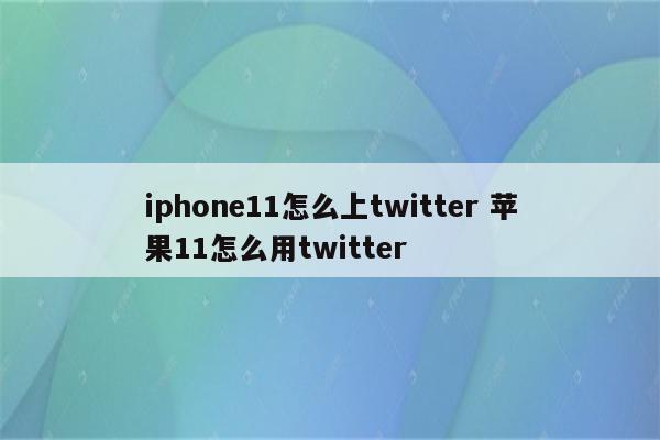 iphone11怎么上twitter 苹果11怎么用twitter