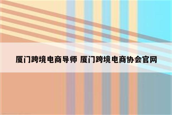厦门跨境电商导师 厦门跨境电商协会官网