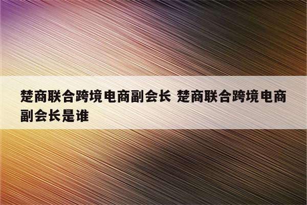 楚商联合跨境电商副会长 楚商联合跨境电商副会长是谁