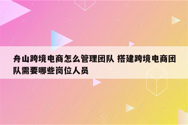 舟山跨境电商怎么管理团队 搭建跨境电商团队需要哪些岗位人员